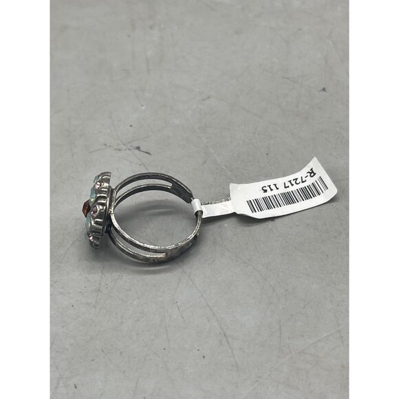 Mariana ring blue orange floral circle crystals handmade statement one size READ - Picture 4 of 6